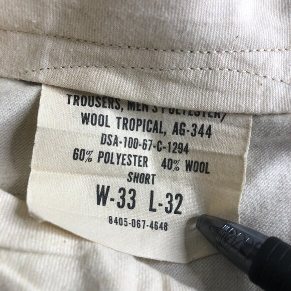 Tropical AG 344 Military Dress Pants Mens 30x30 Green Wool Blend 60s Vietnam - Picture 3 of 13